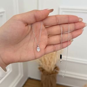 Dylam สร้อยคอจี้เพชรโมอีส1.5ct ไนท์ทรงไข่รูปไข่เครื่องประดับชั้นนำที่มีดีไซน์ที่ดีที่สุดสร้อยคอ S925สำหรับการแต่งตัวในชีวิตประจำวัน - Product Image 5