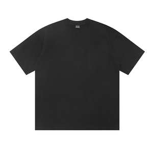 T-shirt en coton tissé 100 % de haute qualité, respirant, avec poche, coupe oversize, style streetwear, effet délavé vintage, sérigraphie - Product Image 4