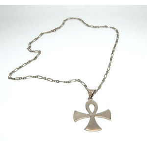.925โซ่ฟิกาโรเงินสเตอร์ลิงพร้อมจี้ ankh - Product Image 1