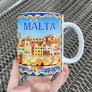 Venta al por mayor de tazas de cerámica de 11oz, tazas de café de arte blanco esmaltadas personalizadas, diseño de doble pared, exhibición de logotipo de recuerdos turísticos - Product Image 1