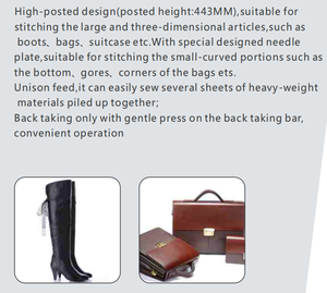Máquina de coser de poste alto de alimentación compuesta de una sola aguja DT-8365, portátil y económica para coser bolsas - Product Image 3