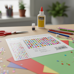 Ilan Adesivi Brillanti 8mm 220pz Multicolore con Strass, Carta Grande - Product Image 3