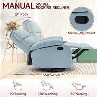 Vente en gros de salon confortable fauteuil de massage en cuir bleu paresseux fauteuil inclinable à bascule pivotant avec repose-pieds
