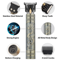 Harga Terjangkau Vinnie VN251225 Vintage T9 Alat Cukur Rambut Profesional untuk Salon, Alat Cukur Elektrik Barber Tanpa Kabel Set Baterai Li-ion