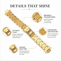 Bracelet de montre en acier inoxydable doré de qualité supérieure, bracelet de remplacement classique en métal à maillons, fermoir pliant, bracelet de luxe