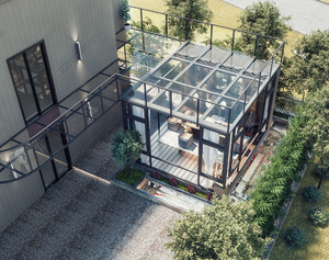 Véranda autoportante en aluminium au design moderne avec toit en triangle Salon de jardin extérieur 4 saisons pour villas Maison solaire avec toit en verre - Product Image 2