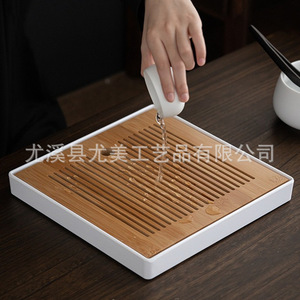 Bamboo Japanese-style <b>tea</b> tray, household Kung Fu <b>tea</b> <b>set</b>, rectangular small <b>tea</b> table, teacup drainer, wholesale. - Product Image 3