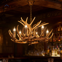 Lustre créatif en résine, style pastoral, multicouche, en forme de bois de cerf, rétro industriel, de luxe, pour projets de villas au Koweït