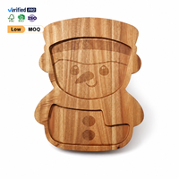 Plateau de service en bois de Noël motif Père Noël mignon, vente en gros d'usine, pour biscuits, bonbons, collations et tables de fête de Noël