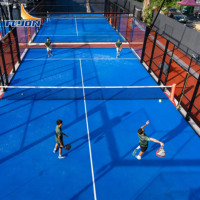 Permukaan Lapangan Padel Profesional Berkinerja Tinggi dari Baja Anti Karat Merek FLYON 20m*10m Desain Panoramic Indoor/Outdoor Tahan Air