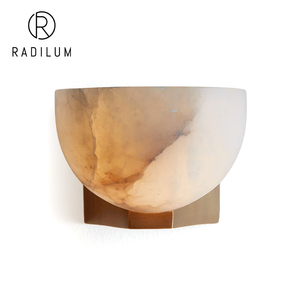 Applique murale en laiton et albâtre naturel, style Ando, <span class=keywords><strong>LED</strong></span>, pour hôtel <span class=keywords><strong>de</strong></span> luxe, chevet et couloir, vente en gros usine transfrontalière - Product Image 1