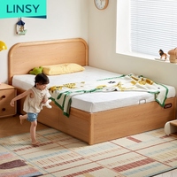 Lit simple moderne en pin massif pour enfants avec sommier intégré, durable et confortable, élégance raffinée VH1A-A