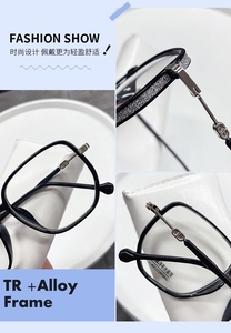 <strong>Fashion</strong> Glittering Powder Durable Alloy Flexible TR90 Large Frame Anti Blue Light Sunglasses Reading <strong>Glasses</strong> for Men Women - Product Image 2