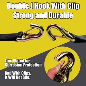 Reboque resistente do carro amarra para baixo Straps4 Pc 2 "X 8 'catraca correias + J-ganchos com Clip2" X 36' eixo correias quebrar a força - Product Image 4