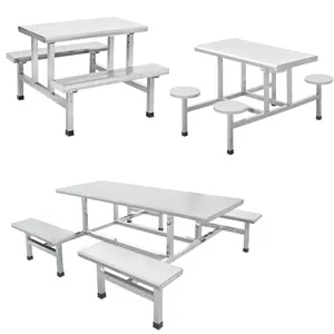 Commercial Kitchen Table Chairs Hotel Equipment Stainless Steel Fast Food Shop Service Dinning Table With Chairs