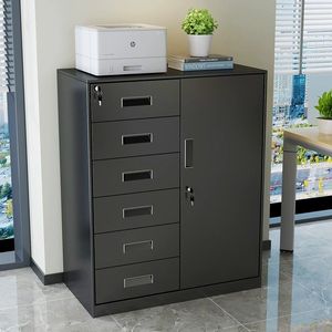 Armoire de classement à cinq tiroirs, 5 niveaux, en métal, pour bureau, avec serrure, durable, de type vertical, de forme rectangulaire - Product Image 2