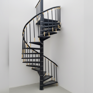 <span class=keywords><strong>Escalier</strong></span> en spirale extérieur <span class=keywords><strong>industriel</strong></span> avec garde-corps vertical en acier au carbone noir mat pour usage minimaliste sur patio - Product Image 3