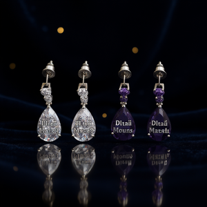 Boucles d'oreilles Dltaii pour femmes en argent 925 avec cristaux en forme de goutte d'eau, sertissage à griffes d'améthyste, bijoux classiques pour tous les jours - Product Image 2