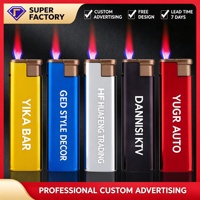 Briquet jetable en plastique, corps brillant 5 couleurs avec capuchon métallique doré, vente en gros, logo personnalisé OEM