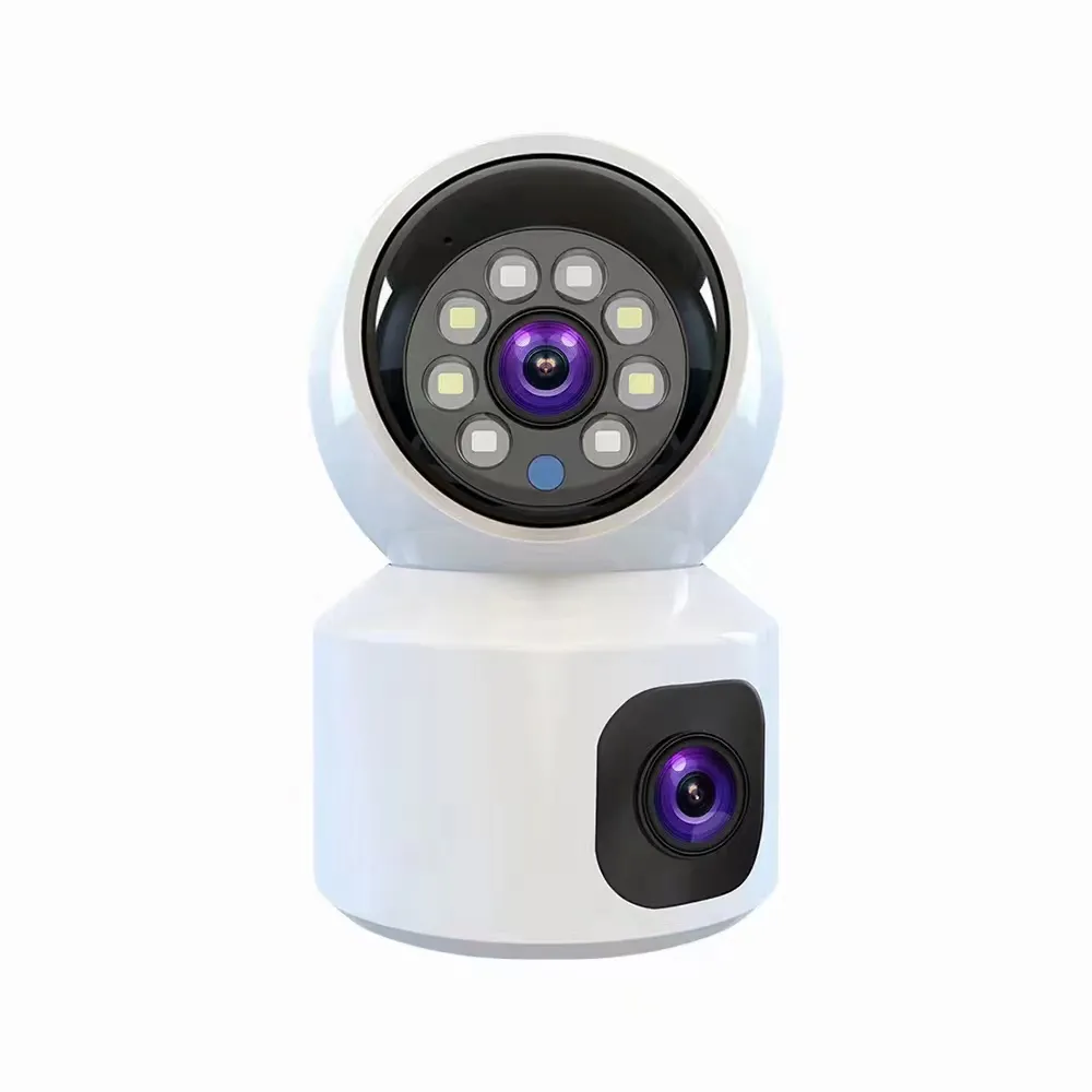 เลนส์คู่ V380 WiFi IP กล้องวงจรปิด 360 PTZ การรักษาความปลอดภัยป้องกันวิดีโอสัตว์เลี้ยงเด็กกล้อง 720P WiFi PTZ IP กล้องรักษาความปลอดภัย