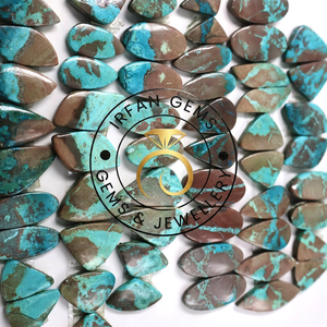 Paire de cabochons 100 % naturels en Shattuckite bleu-vert, pierres précieuses artisanales assorties pour la fabrication de bijoux, Shattuckite en vrac - Product Image 6