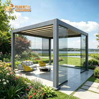Pergola bioclimatique de luxe européenne en alliage d'aluminium avec toit à lames motorisées réglables pour jardin en bord de piscine