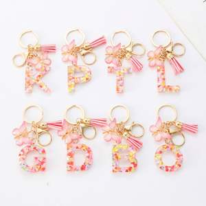 26 Letter Resin <b>Initial</b> Keychain <b>with</b> Tassel Butterfly Pendant Key <b>Ring</b> for Women's Bag Elegant Keychain Accessory - Product Image 3