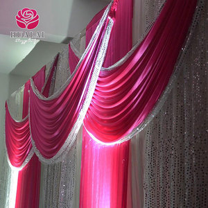 Sang Trọng Satin Sequin Swag Backdrop Rèm Treo Lên Cho Đám Cưới Đảng Lễ Kỷ Niệm Sân Khấu Hiệu Suất Tổ Chức Sự Kiện Trang Trí - Product Image 6