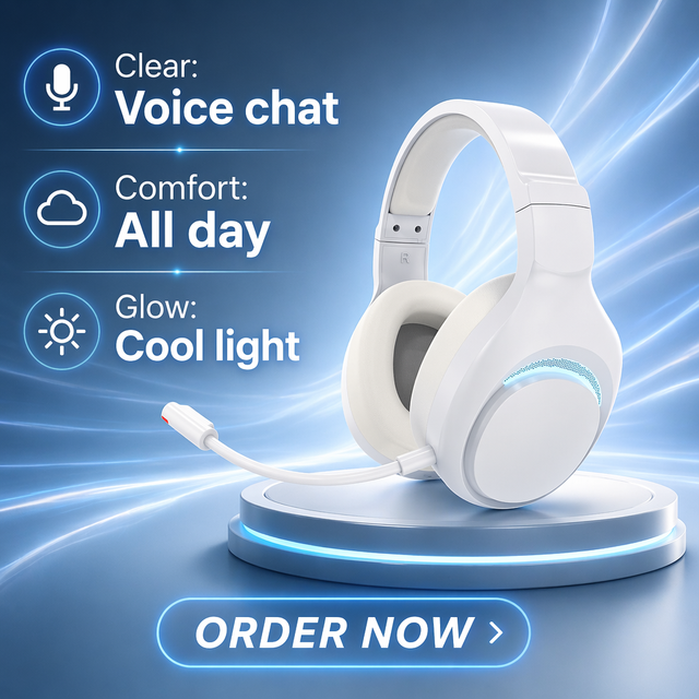 /2.4G/Wired Gaming Headphones Multi-Platform, Surround Sound, LED Light, Detachable Mic