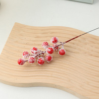Aksesoris Bunga Dekoratif Buatan Tangan Bahan Bubble Beri Merah Buatan Berlapis Es Natal Tahun Baru Grosir