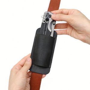New Horizontal Sheath Durable Genuine Leather Pocket Knife Holder Edc Multitool Waist Belt <b>Pouch</b> for Outdoor - Product Image 4