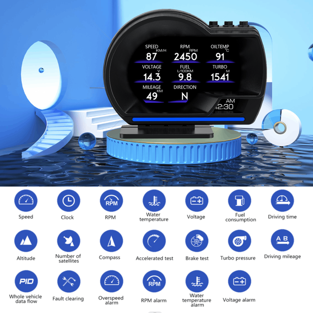 2026 Popular P6 OBD2+GPS Car Speedometer Hot Digital Gauge with Multi-Functional Universal Heads up Display HUD Meter