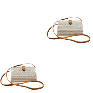 Lombok Tri-Shape Long Rattan Wallet <b>Bag</b> Handwoven Leather Strap Functional Ethnic Fashion <b>Crossbody</b> Natural <b>Wicker</b> Home Souvenir - Product Image 3