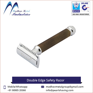 Custom/Madhav Metal Simple Design Double Edge Shaving Safety <b>Razor</b> with Brass Handle and Stainless Steel Blade for <b>Men</b> - Product Image 3