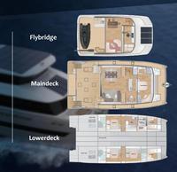 Yacht catamaran de luxe MAYA en fibre de verre, 2x1000HP, moteurs diesel inboard, vitesse de 21 nœuds, 1 chambre principale, 3 cabines pour invités, 2 cabines pour l'équipage