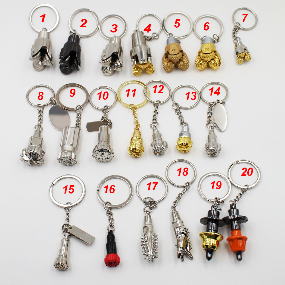 Promotion Gift In Bulk Custom Oilfield Drill Bit Holder Key Chain Creative Crafts Petroleum Drilling Bit Hanging Metal Keychain