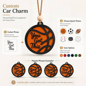 Colgantes de espejo retrovisor de madera estilo deportivo con forma de bola, letras de motivación y cordón de cuentas, decoración colgante para automóvil para aficionados al deporte - Product Image 3