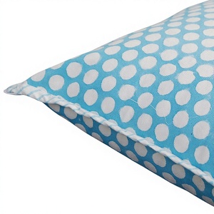 Handmade Square Sky Blue Cotton <b>Pillow</b> Case Polka Dot Printed Cushion Cover Woven Textile Decorative for Home Living Room Hotel - Product Image 4
