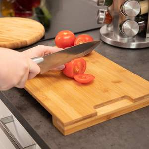 <span class=keywords><strong>Planche</strong></span> à découper rectangulaire en bambou durable avec poignées, plateau <span class=keywords><strong>de</strong></span> service non toxique, durable, compatible lave-vaisselle, réutilisable pour le petit-déjeuner et la pizza - Product Image 5