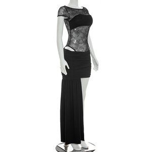 Viviblook Y26ST202 Women's Skirt <b>Set</b> <b>Sexy</b> Lace Patchwork Bodysuit Pleated Ribbon Skirt 2 Pieces <b>Set</b> - Product Image 2