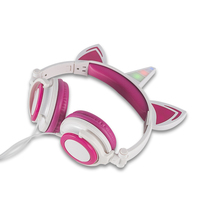 Penjualan Terbaik Headphone Unicorn LED berkabel desain Unicorn untuk mendengarkan musik merah muda lucu