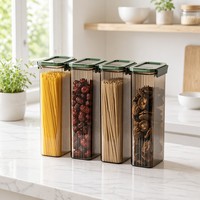 Contenants à pâtes en PET, boîte de rangement pour spaghetti, conteneurs de stockage de pâtes à couvercle hermétique, bocaux de stockage alimentaire carrés hermétiques