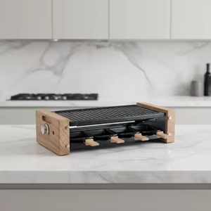 Grill électrique à <span class=keywords><strong>raclette</strong></span> en bois avec contrôle de la température pour la maison, avec poignées en bois - Product Image 4