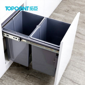 Topcent <strong>Pull</strong> Out Trash Can Under Cabinet With Soft-Close Slides <strong>Door</strong> Mounting Under Sink Garbage Can Slide Out Kit for Kitchen - Product Image 1