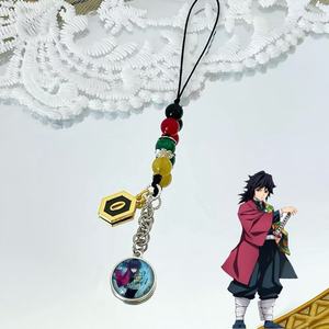 15 Design Tanjirou Nezuko Zenitsu Anime Character Metal Beaded Phone Chain Cartoon Mobile Phone Keyring Phone Chain Keychain - Product Image 5