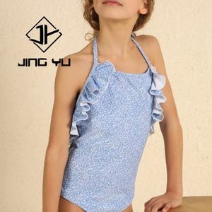 Maillot de bain pour enfants personnalisé, maillot de bain floral à volants pour enfants, nylon recyclé de haute qualité, bikini une pièce pour filles - Product Image 1