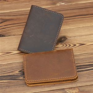 Customized Logo Crazy Horse Leather Slim Wallet Credit <b>Card</b> <b>Holder</b> and Passport Case Cover for Gift - Product Image 4