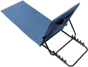 Colchoneta para silla de playa, <span class=keywords><strong>tumbona</strong></span> ligera <span class=keywords><strong>plegable</strong></span> <span class=keywords><strong>baja</strong></span> con respaldo ajustable, reposacabezas, bolsillo de almacenamiento acolchado, portátil, jardín, campamento - Product Image 2