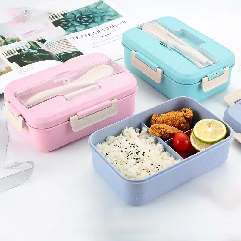 wholesale custom office school lunch container with spoon bento lunch box bpa free leakproof plastic 1000ml lunch box for kids