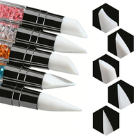FZANEST Lot de 5 stylos de sculpture d'ongles en silicone double embout 2 voies, pour nail art 3D, gravure, manucure DIY, poinçonnage et gaufrage
